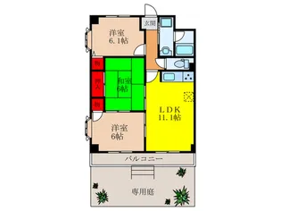 エクセルコーワI番館【1階】の間取り