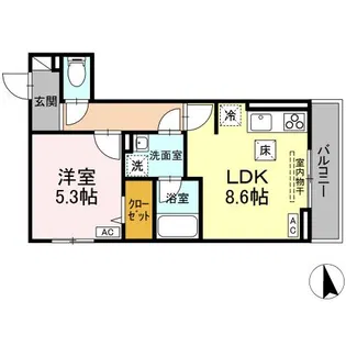 DROOMGrass中町【1階】の間取り