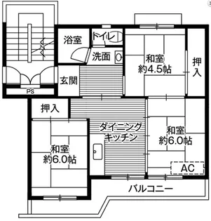 ビレッジハウス中桜田2号棟【4階】の間取り