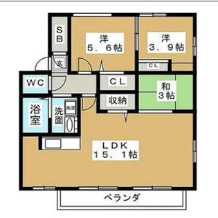 サンモール喜惣治C棟【1階】の間取り