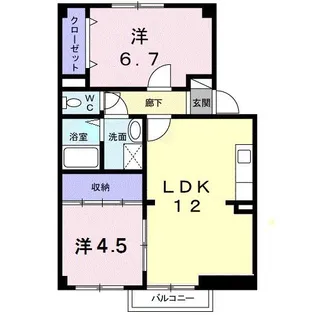 ヴィラージュ・ツボノIB【1階】の間取り