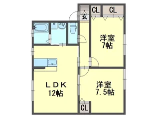 メゾンクレールA【2階】の間取り