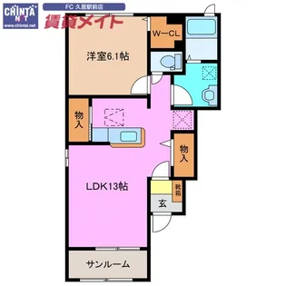 ユートピア・ナミ ドゥ【1階】の間取り