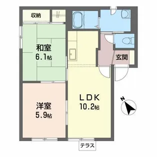岩手県北上市本通り4【アパート】の間取り