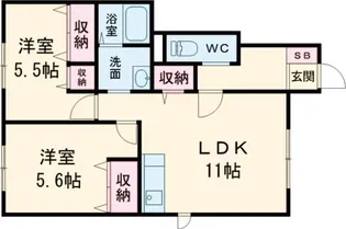 ノーヴァひびきの【1階】の間取り