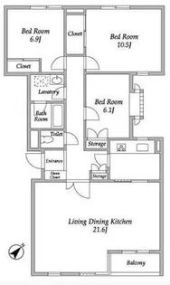 ヒルクレスト上原【2階】の間取り