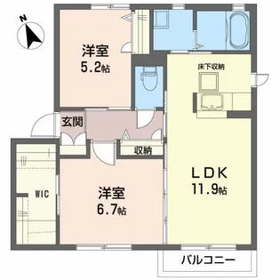 シャーメゾン日の出町 A【1階】の間取り
