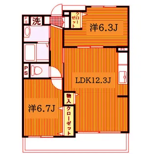 ポートヴィラAK【2階】の間取り