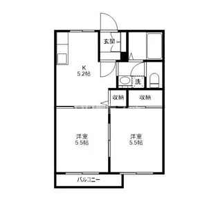 サニーハイツB棟【1階】の間取り