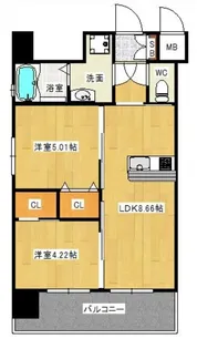 ラファセルフィーナ天神【5階】の間取り