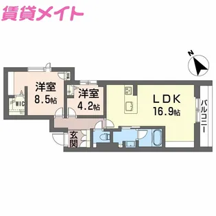 ツヴェルフII【2階】の間取り