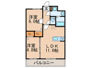 レフィナード博多【2階】の間取り