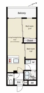KUZE市川【5階】の間取り