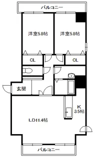 サンコート南8条【2階】の間取り