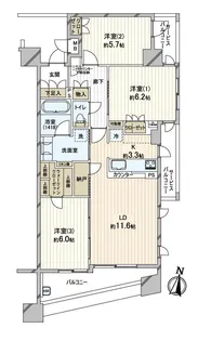ウィザースレジデンス千葉県庁前【13階】の間取り