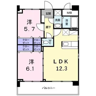 アイタス福岡【4階】の間取り