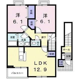 バスケ ド フルール A【2階】の間取り
