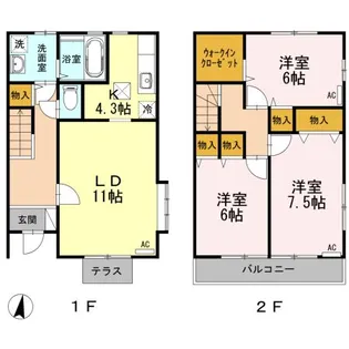 クレールヴィル Cの間取り