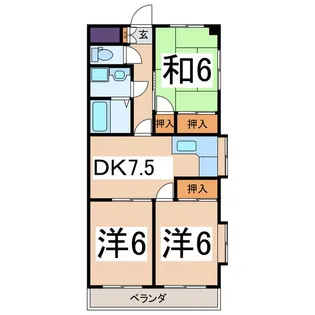 グレイスリー下小河原【6階】の間取り