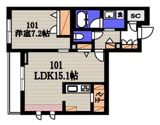 コンドミニオ エテルナ【1階】の間取り