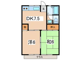 今宿グリ-ンタウンB【1階】の間取り