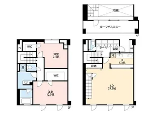 レセーヌ白金長者丸【4階】の間取り