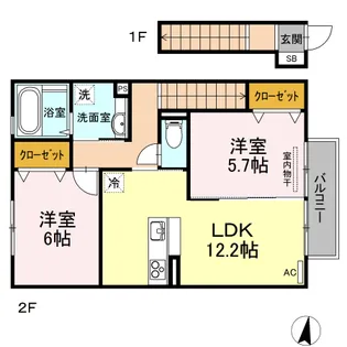 トゥールモンド【2階】の間取り
