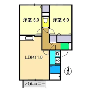 モンテ デルソーレ A棟【2階】の間取り