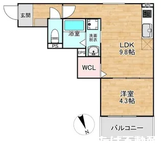Crecia箱崎【1階】の間取り