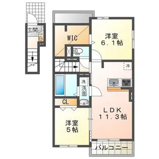 ハウス・フォン・ユウナ A【2階】の間取り