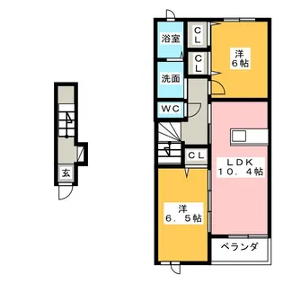 ボン マルシェ キャトル【2階】の間取り