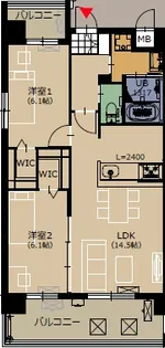 イーストカーラ・デュエル千早【7階】の間取り