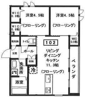 仮)へーベルメゾン中央5丁目北棟【1階】の間取り
