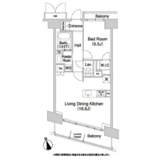 コンフォリア芝浦バウハウス【13階】の間取り