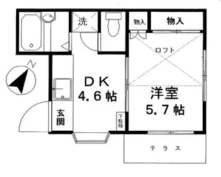フラット堀崎【1階】の間取り