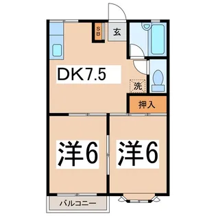 パティオ春日居B【1階】の間取り