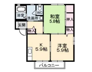 フロント茶屋町B【2階】の間取り