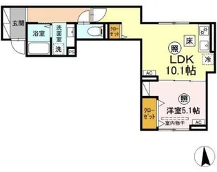 ウィンドテラス荒川【1階】の間取り