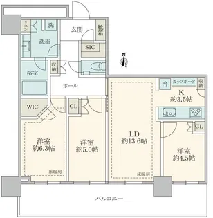 パークシティ中野 ザ タワー エアーズ【21階】の間取り