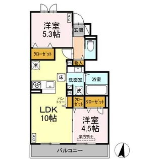 トリシア中條 B【1階】の間取り