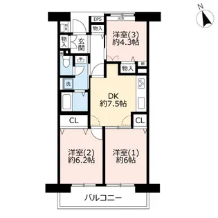 UR武蔵野緑町パークタウン【4階】の間取り