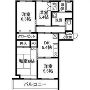 ベルメゾン小鳥【1階】の間取り