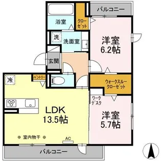 ローザセレスト I【2階】の間取り