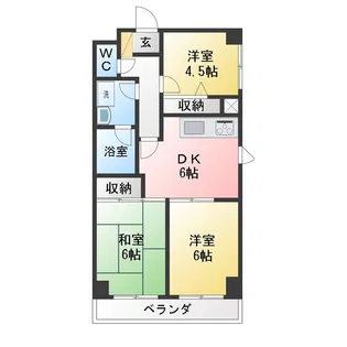 ライオンズマンション愛甲石田【2階】の間取り