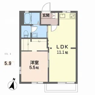 ハイツナガツカB【1階】の間取り