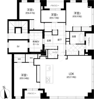 The GoldmanCastle SAKURAZAKA FOREST【4階】の間取り