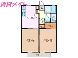 シャトーフジ【1階】の間取り