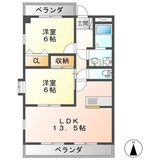 2LDKの間取り画像