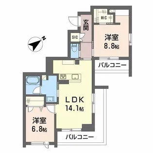 CLASSEUM連坊III【2階】の間取り