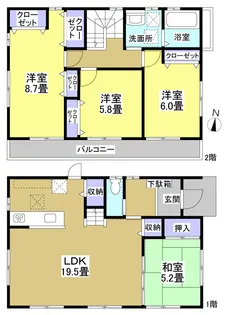 静岡県浜松市中央区佐藤2【一戸建】の間取り